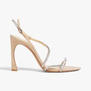 Alexandre Birman Alana Leather Crystal Slingback Heels Size 36.5